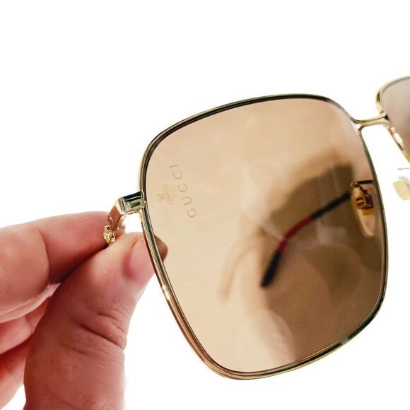 GUCCI GG0394S AVIATOR SUNGLASSES Gold/Brown - Picture 6 of 11